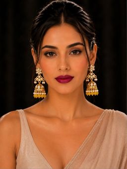 SUGARFRILL - Gold-Plated Kundan Jhumka Earrings