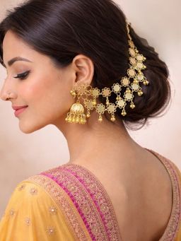 SUGARFRILL - Oxidised Gold-Plated Ghumroo Beaded Dome Jhumka Earrings