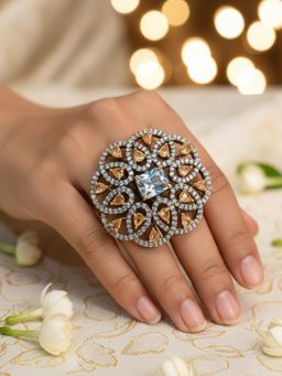 SUGARFRILL - Gold-Plated Handcrafted Bridal Oversized Statement Cocktail Ring
