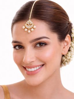 SUGARFRILL - 18K Gold-Plated Kundan Stone Studded Maang Tikka