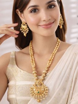 SUGARFRILL - 18K Gold-Plated Pearl And Green Stone Necklace Set