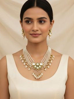 SUGARFRILL - 18K Gold -Plated Kundan Layered Necklace Set