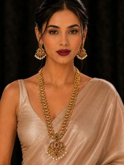 SUGARFRILL - 22K Gold-Plated Ad With Pearl Drop Long Temple Necklace Set