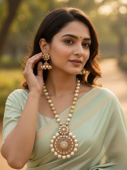 SUGARFRILL - Gold-Plated Handcrafted Pearl Pendant Necklace Set