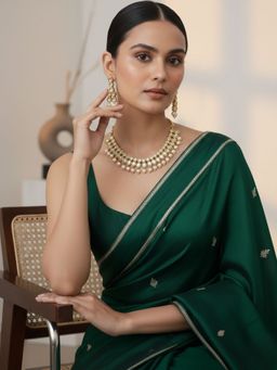 SUGARFRILL - Gold-Plated Handcrafted Kundan And Pearl Teardrop Bridal Choker Necklace Set