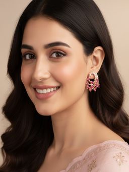 SUGARFRILL - Rose Gold And Pink Peacock Shaped Earrings