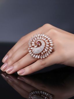 SUGARFRILL - Rose Gold-Plated Crystal Embellished Statement Ring