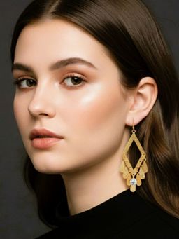 SUGARFRILL - 22K Gold Plated Designer Geometric Long Dangling Earrings For Party And Casual Wear