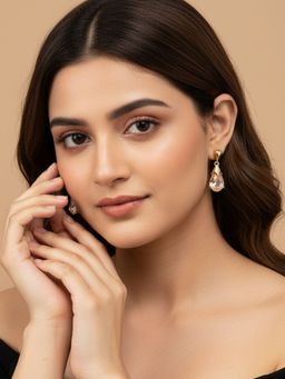 SUGARFRILL - 22K Gold Plated Handcrafted Designer Crystal Drop Earrings