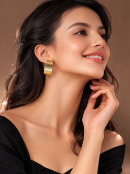 SUGARFRILL - Gold-Plated Textured Cuff Style Earrings For Women Statement Party Wear Earrings