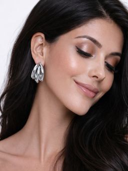 SUGARFRILL - Silver-Plated Triple Layered Hoop Design Earrings Women
