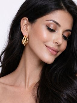 SUGARFRILL - Gold-Plated Triple Layered Hoop Design Earrings For Women