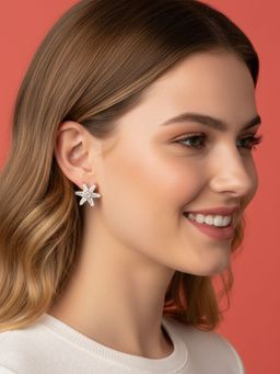 SUGARFRILL - 22K Gold Plated Designer Cz Starburst Stud Earrings