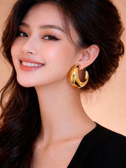 SUGARFRILL - Gold-Plated Women Minimal Statement Party Wear Hoop Earrings