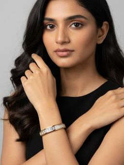 SUGARFRILL - Gold-Plated American Diamond Baguette Statement Bracelet