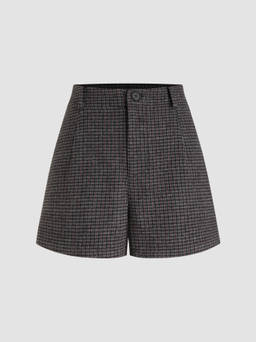 Cider - Wool-blend Mid Rise Houndstooth Shorts