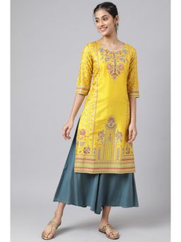 Aurelia - Yellow Floral Motif Sequin Kurta