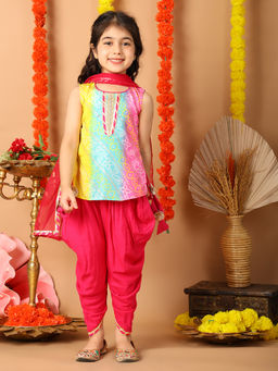 Kinder Kids - Girls Regular Pure Cotton Top with Dhoti