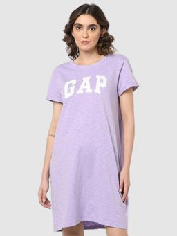 GAP - Women's Round Neck Short Sleeve Melange T-Shirt Dress