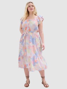 GAP - Women's Printed Short-Sleeve Midi Dress