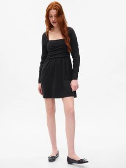 GAP - Women's Square Neck Full Sleeve Mini Dress