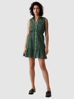 GAP - Women's Sleeveless Cut-Work Shirt Dress