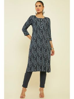 Soch - Women Black Rayon Printed Kurta