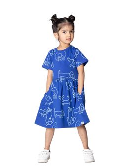 Reedoo - Poodle Half Sleeve Dress with Pockets In Blue