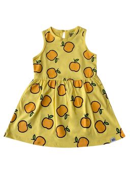 Reedoo - Fruity Sleeveless Dress with Pockets In Yellow