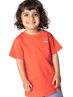 Reedoo - School Bus Round Neck Half Sleeve T-Shirt In Red