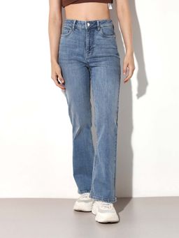 ONLY - Womens Solid Straight Fit High-Rise Blue Jeans