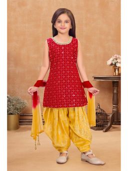 Lagorii - Sequins Embroidered Kurta Salwar with Dupatta- Red