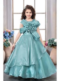 Lagorii - Green Designer Bow and 3D Rosette Party Gown