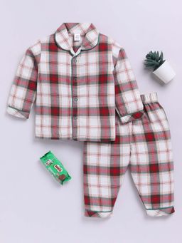 Clt.s - Red Cotton Checked Full Sleeve Night Suit