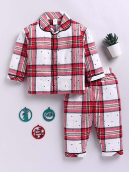 Clt.s - Red Cotton Checked Full Sleeve Night Suit