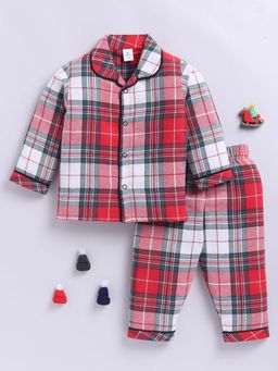 Clt.s - Red Cotton Checked Full Sleeve Night Suit