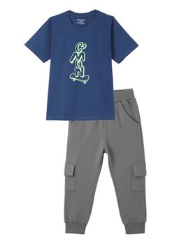 FUNKRAFTS - Boys Graphic Printed T-Shirt and Jogger - Blue