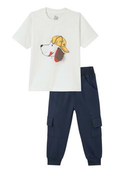 FUNKRAFTS - Boys Puppy Printed T-Shirt and Jogger - Navy Blue