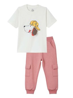 FUNKRAFTS - Girls Printed T-Shirt and Jogger - White