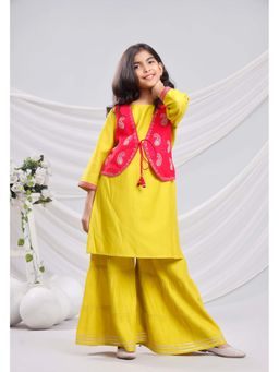 Misbis - Girl'S Yellow Sequence Work Kurta and Sharara