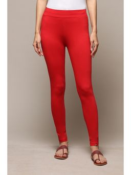 Biba - Women Blended Fabric Red Churidar Leggings