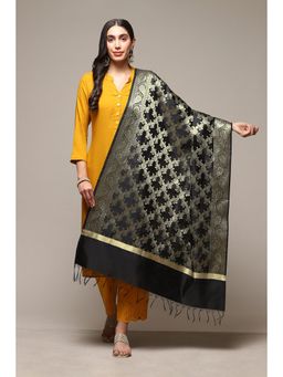 Biba - Women Silk Black Printed Dupatta