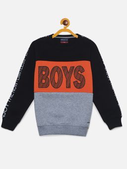 CRIMSOUNE CLUB - Boys Orange Neon Typographic Sweatshirt