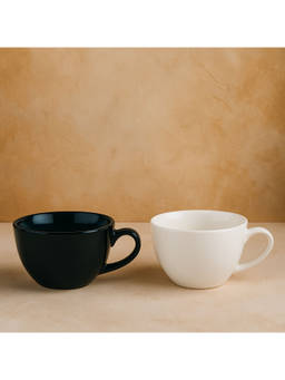 BlackCarrot - Animal Bone Ash Free White & Black Porcelain Coffee Mugs Set of 2