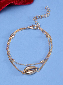OOMPH - Gold Tone Multi Layer Sea Shell Beach Fashion Anklet