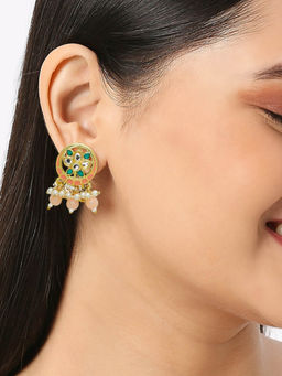 OOMPH - Meenakari Kundan Floral Design Ethnic Earrings for Women