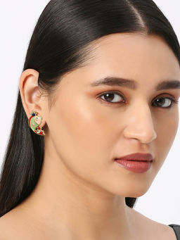 OOMPH - Pink Mint Green Enamel Stud Earrings Good Luck Fish Design