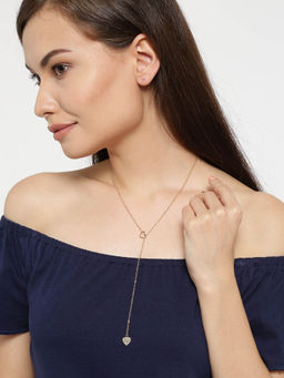 OOMPH - Gold Tone Lariat Delicate Heart Fashion Necklace for Women