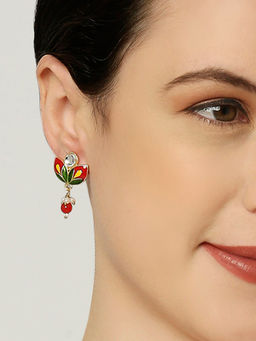 OOMPH - Meenakari Drop Earrings Floral Design