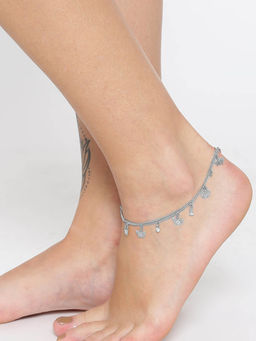 OOMPH - Silver Tone Butterfly Beads Charm Fashion Anklet for Women